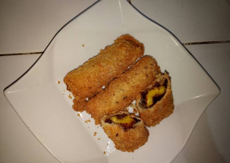 Roti Tawar Goreng Isi Pisang Coklat