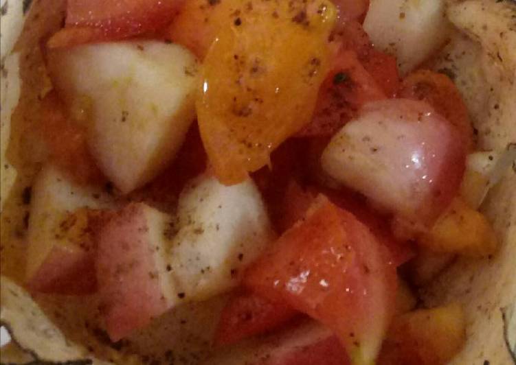 How to Make Ultimate Tomato onion salad in papad katori