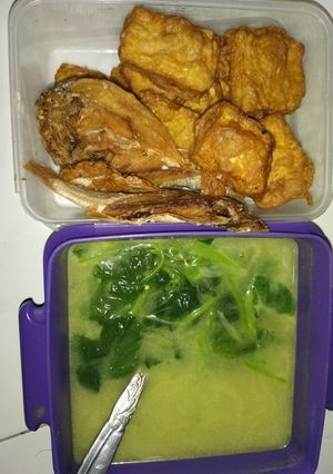 Foto resep Sayur Bayam kuah kuning Dan ikan Asin tahu Susu goreng tepung