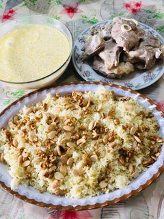 صورة لوصفة لبن كشك مع لحمة خروف 🐏 وارز
