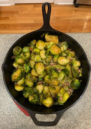 A picture of Cast Iron Brussel Sprouts.