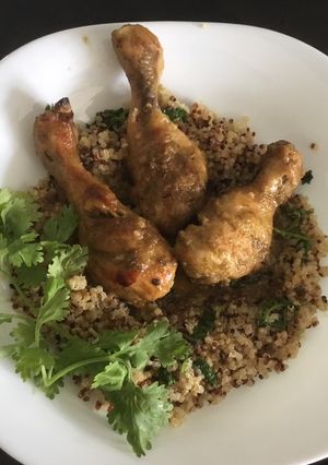 A picture of Grilled chicken served with Quinoa.