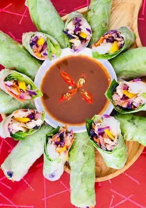 A picture of Five-Color Vegetarian Spring Rolls.