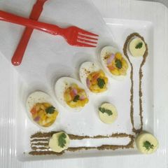 Boiled Egg Sweet Corn Cups A picture of Boiled Egg Sweet Corn Cups.