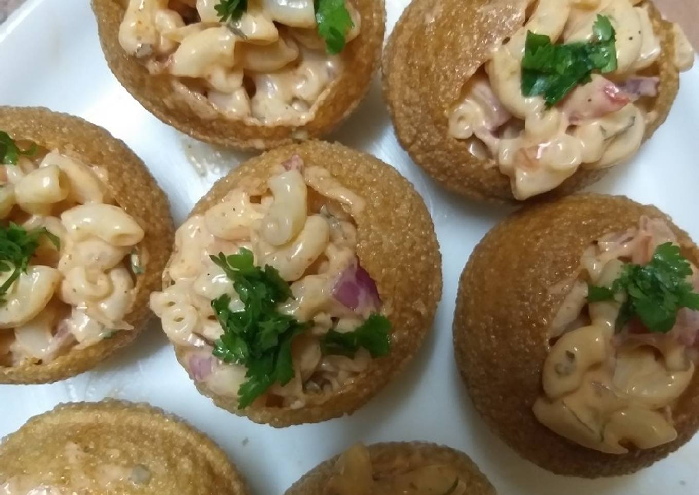 Macaroni salad golgappa