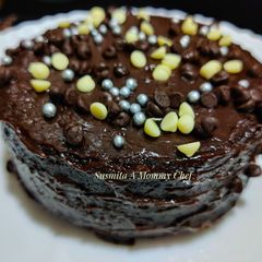 A picture of Eggless Wheat flour Dark Chocolate Cake.