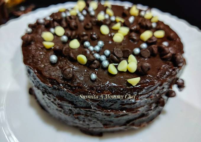 Eggless Wheat flour Dark Chocolate Cake Recipe