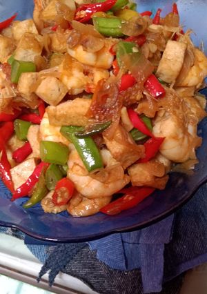 Foto resep Udang tahu tumis simpel