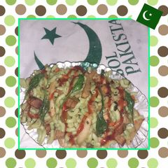 A picture of Spninach Tikka Green macaroni.