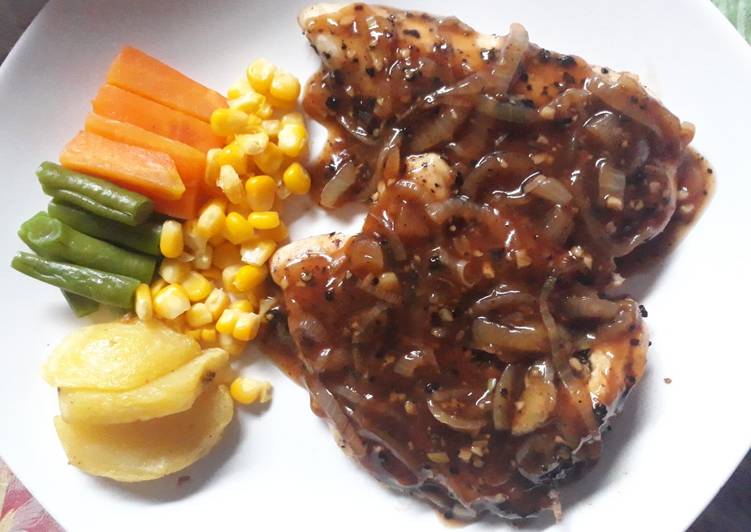 Resep Grilled Chicken Steak with Blackpepper Sauce yang Lezat
