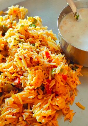 A picture of Restaurant style Veggie Biryani pulao.
