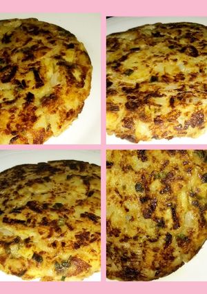 Una foto de Tortilla de papas con arroz -vegan-