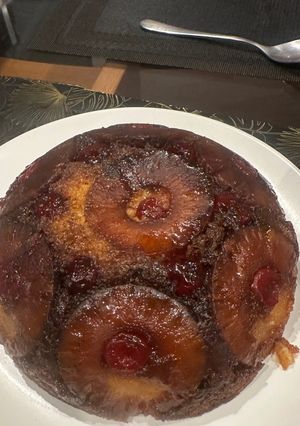 A picture of Pineapple Upside Down Cake - SHOW STOPPING DESSERT :P.