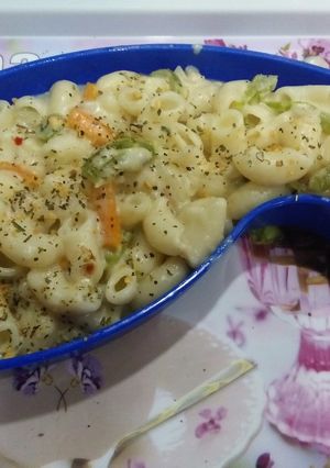 A picture of Saucy creamy Macaroni.