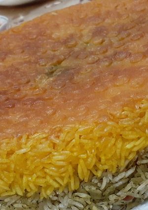 عکسی از دستور پلو دو رنگ/پلو تُن
