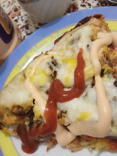 عکسی از دستور پیتزا قارچ و مرغ 🍕