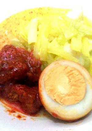 Foto resep Sayur labu siam dengan daging&telur bumbu merah