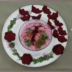 A picture of Beetroot raita.