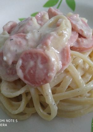 Foto resep Fettucini Carbonara with Sausage