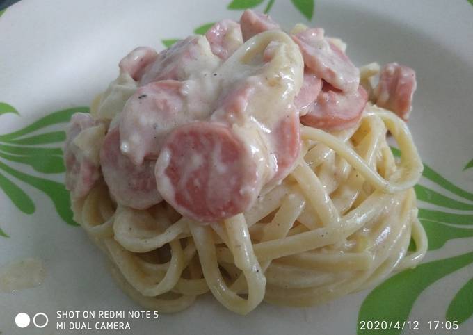 Fettucini Carbonara with Sausage