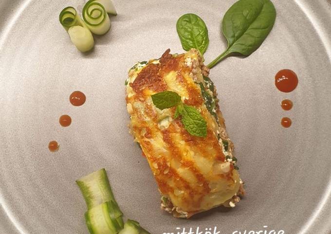 Ini dia! Resep memasak Scalloped potato / kentang oven iris isi daging dan bayam dijamin gurih