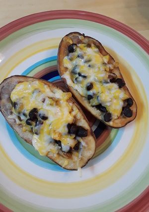 A picture of Black Bean Stuffed Potato Skins.