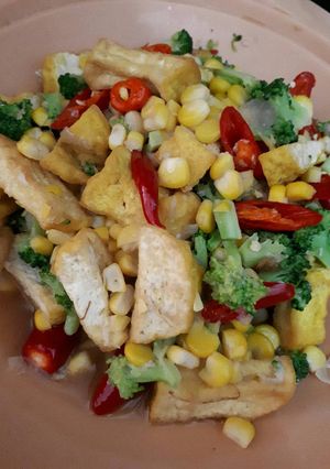 Foto resep Tumis Brokoli, Jagung, Tahu