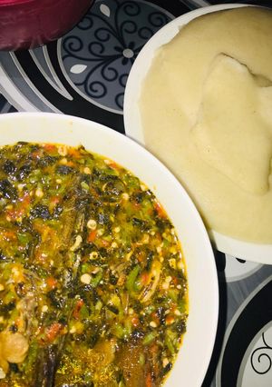 A picture of Title:vegetable okro soup.