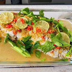Steamed Sea bass with Lime and Chilies A picture of Steamed Sea bass with Lime and Chilies.