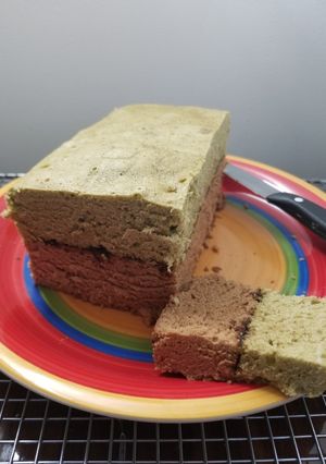 Foto resep Lapis Putih Telur Greentea Coklat