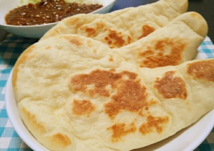 Simple Way to Prepare Super Quick Homemade Easy Homemade Naan Bread (Plain or with Basil)