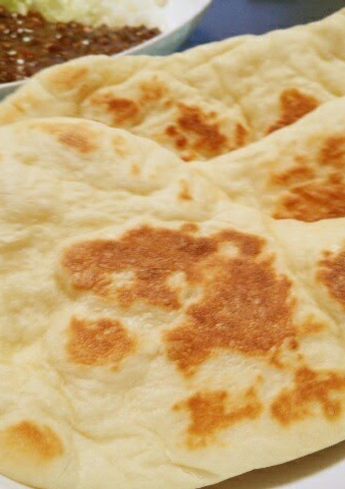 A picture of Easy Homemade Naan Bread (Plain or with Basil).