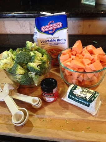 Easy Steps to Prepare Recipes Broccoli, Sweet Potato, &amp; Goat Cheese Soup the  Makes Drooling Delicious.