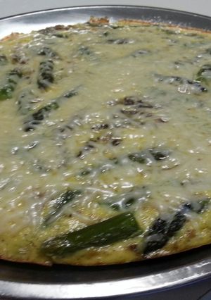 A picture of Asparagus, Morel Mushroom, and Leek Frittata.