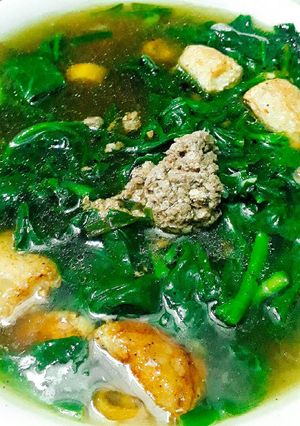 Hình của món Canh cua mồng tơi chả cá thu.