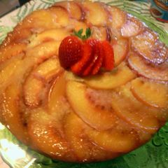 A picture of nectarine sliced cake.