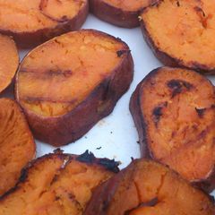 BBQ sweet potato rounds A picture of BBQ sweet potato rounds.