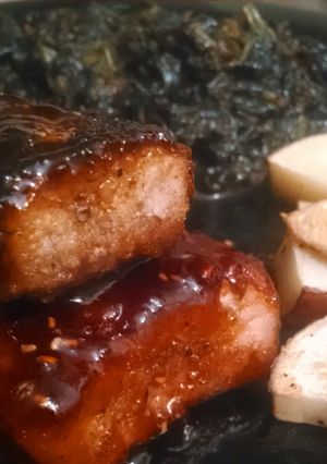 A picture of Raspberry almond crusted pork tenderloin (or ribs or chicken).
