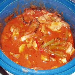A picture of Crock Pot Sausage and Peppers.