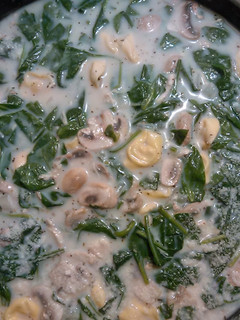 A picture of Creamy Chicken Tortellini Soup.