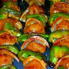A picture of Mike's Pineapple Chicken Skewers.