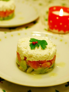 A picture of Christmas Salmon and Avocado Salad.