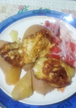 Una foto de Papa con queso frito