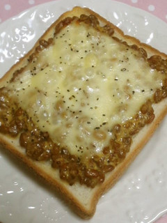 A picture of Natto Toast with Grainy Mustard and Mayonnaise.