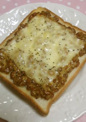 A picture of Natto Toast with Grainy Mustard and Mayonnaise.