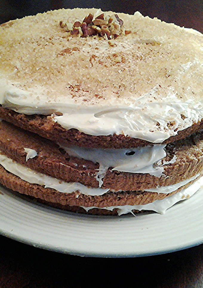 A picture of Spice Layer Cake with Vanilla Buttercream Cream Cheese Frosting.
