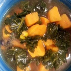 Sweet potato kale soup A picture of Sweet potato kale soup.