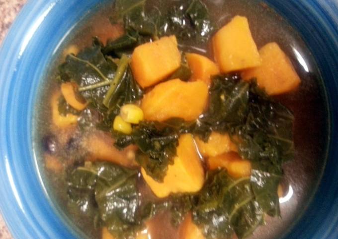 Steps to Prepare Quick Sweet potato kale soup