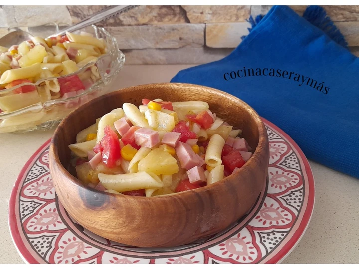 Receta Ensalada de pasta hawaiana -con aceite de albahaca-  que Delicioso