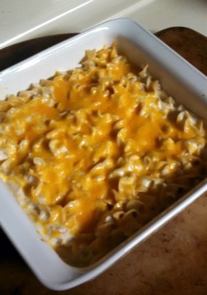 A picture of Creamy chicken and noodles.